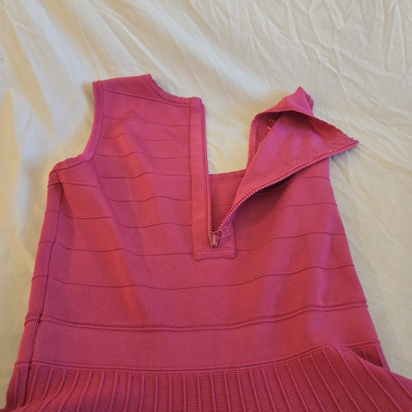 Pink Tartan | Hot Pink Fit & Flare Pleated Sleeveless Dress | Size S - Picture 10 of 10